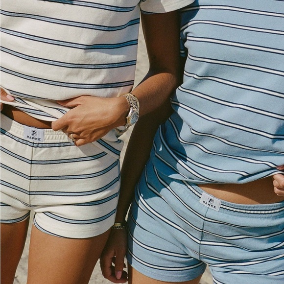 Parke Women's Blue Striped Shorts - Picture 4 of 4